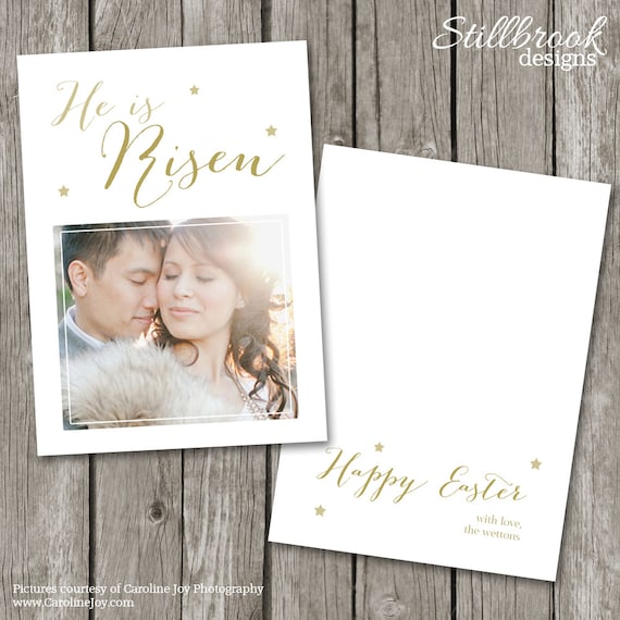 Christian Easter Card Template - He Is Risen Easter Card for Photographers - Easter Template - EC01