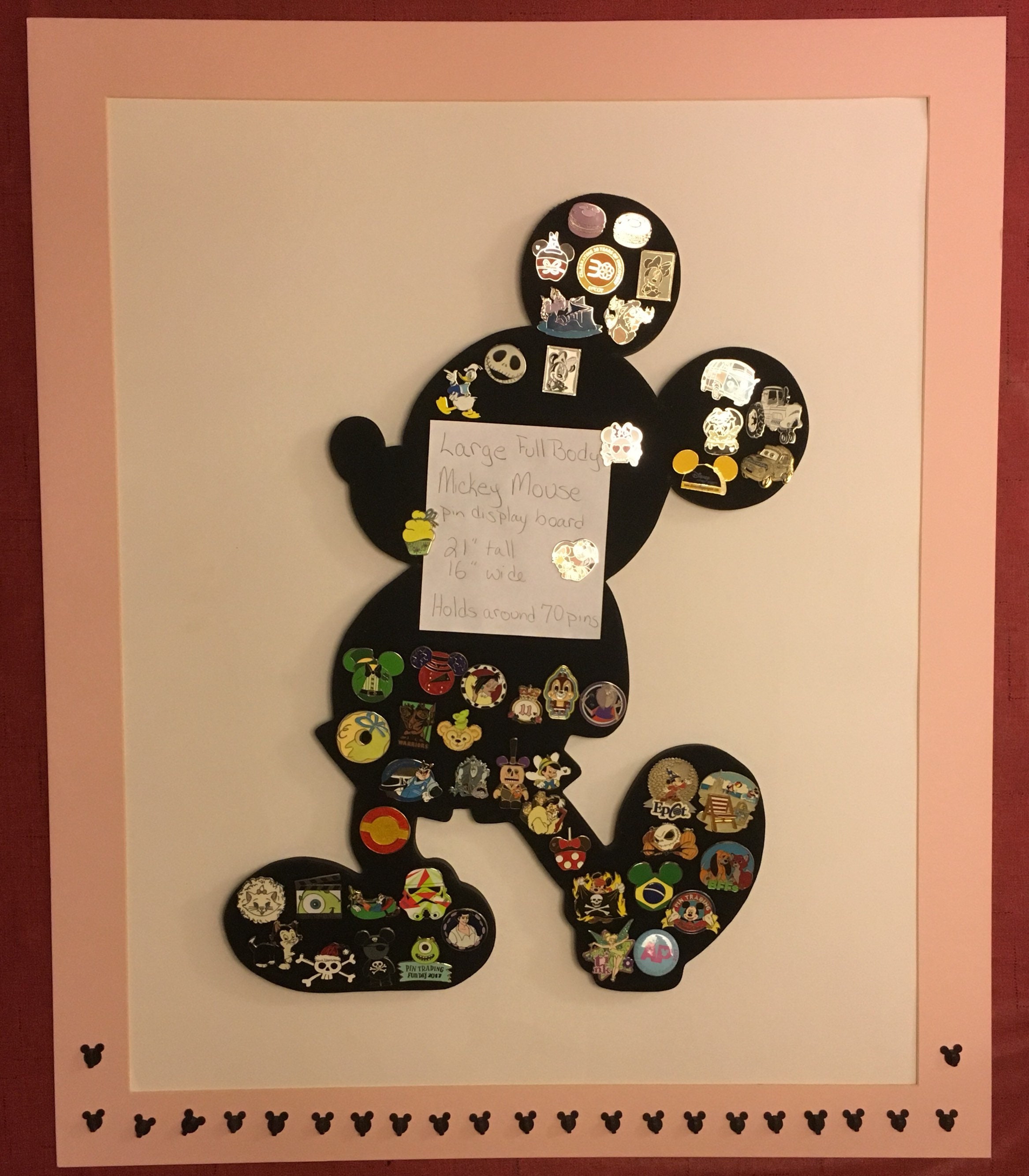 Disney Pin Trading Board. Icon Mickey Mouse Head, 11. Holds Approx
