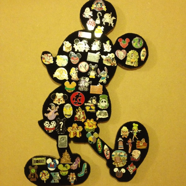 Mickey Mouse Pin display board. Showcase and Hold your pin lot of 50. Full body wood and cork Disney pin board