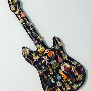 Hard rock cafe guitar shaped pin display board 2ft long