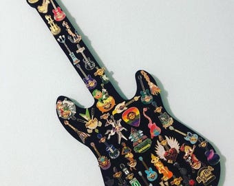 2ft long rock guitar shaped pin display board