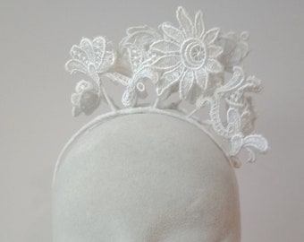 Soft white lace headpiece
