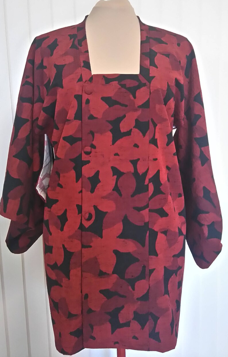 Vintage red and black kimono jacket