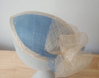 Blue and natural Sinamay Fascinator
