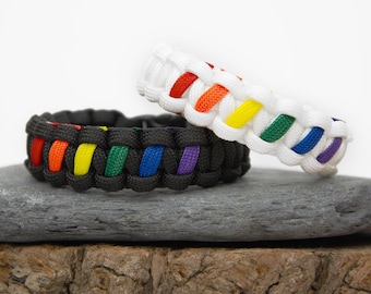 LGBTQ Bracelet Gay Pride Rainbow Paracord Friendship Bracelet Handmade in UK