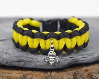 Bee Paracord Charm Bracelet Friendship Bracelet Handmade in UK