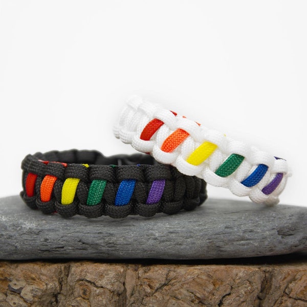 LGBT Bracelet Gay Pride Rainbow Paracord Friendship Bracelet Handmade in UK