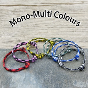 Elite Range, Adjustable Paracord Bracelet with Sliding Knot - Mono Multi Colours - Handmade in the UK