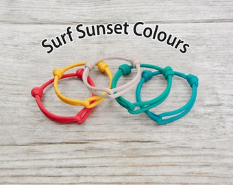 Union Range, Adjustable Paracord Bracelet with Sliding Knot - Surf Sunset Colours - Handmade in the UK