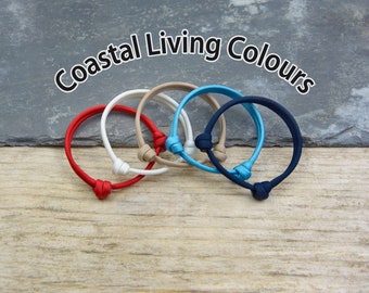 Classic Range, Adjustable Paracord Bracelet with Sliding Knot - Coastal Living Colours - Handmade in the UK