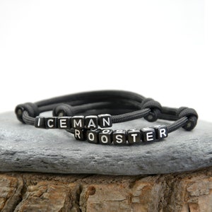 Rooster & Iceman Set of 2 adjustable paracord bracelet - Handmade - UK