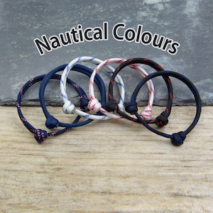 Classic Range, Adjustable Paracord Bracelet with Sliding Knot - Nautical Colours - Handmade in the UK