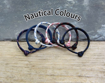 Classic Range, Adjustable Paracord Bracelet with Sliding Knot - Nautical Colours - Handmade in the UK