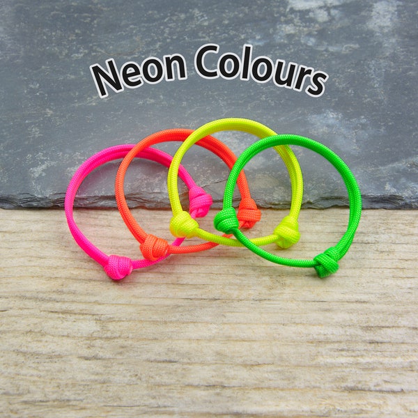 Classic Range, Adjustable Paracord Bracelet with Sliding Knot - Neon Colours - Handmade in the UK