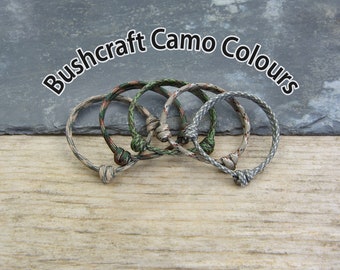 Classic Range, Adjustable Paracord Bracelet with Sliding Knot - Bushcraft Camo Colours - Handmade in the UK