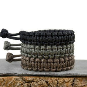 Mad Max Style Adjustable Paracord Survival Bracelet Black, Foliage Green or Gun Grey image 2