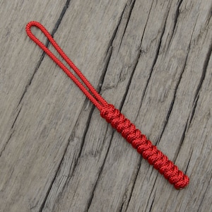 425 Paracord Lanyard, Good for Knife, Multi Tool, Torch, Keys 3mm cord Handmade in the UK Imperial Red