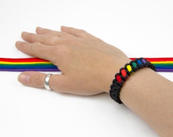LGBTQ+ Pride Paracord Bracelet made with 275 paracord Handmade in a minimalistic design