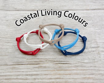 Union Range, Adjustable Paracord Bracelet with Sliding Knot - Coastal Living Colours - Handmade in the UK