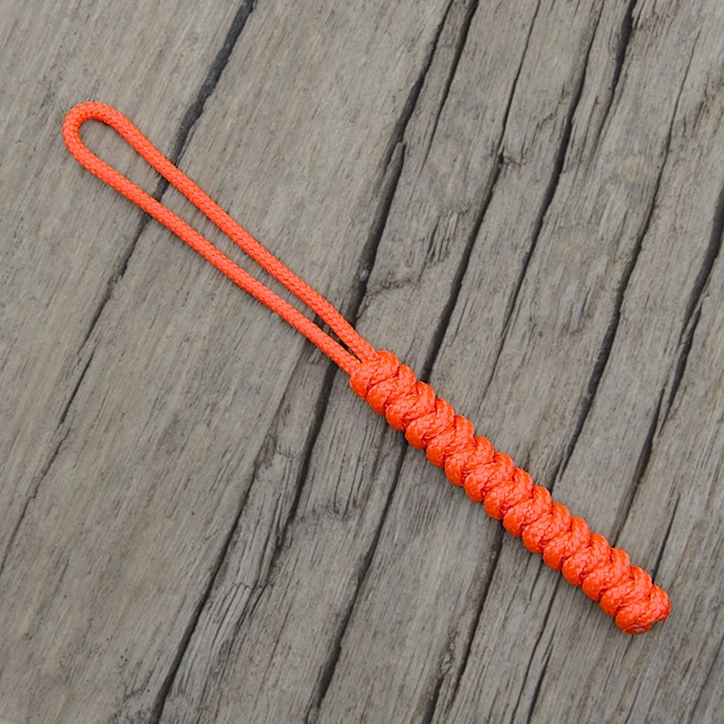 425 Paracord Lanyard, Good for Knife, Multi Tool, Torch, Keys 3mm cord Handmade in the UK Neon Orange