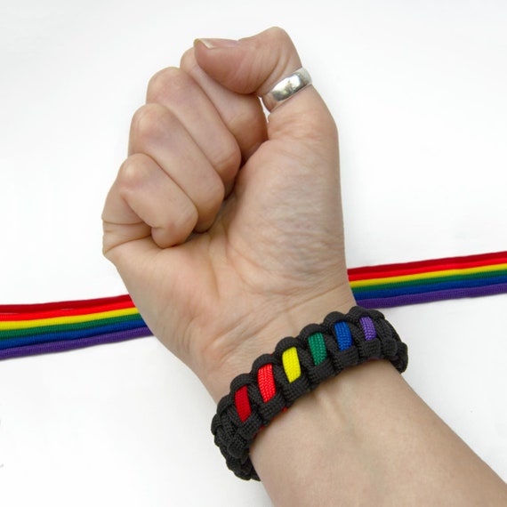 Gay Pride LGBT Rainbow 275 Paracord Micro Friendship Bracelet Handmade in UK