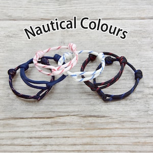 Union Range, Adjustable Paracord Bracelet with Sliding Knot - Nautical Colours - Handmade in the UK