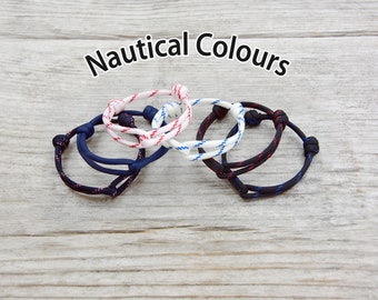 Union Range, Adjustable Paracord Bracelet with Sliding Knot - Nautical Colours - Handmade in the UK