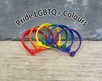 Classic Range, Adjustable Paracord Bracelet with Sliding Knot - Pride LGBTQ+ Colours - Handmade in the UK