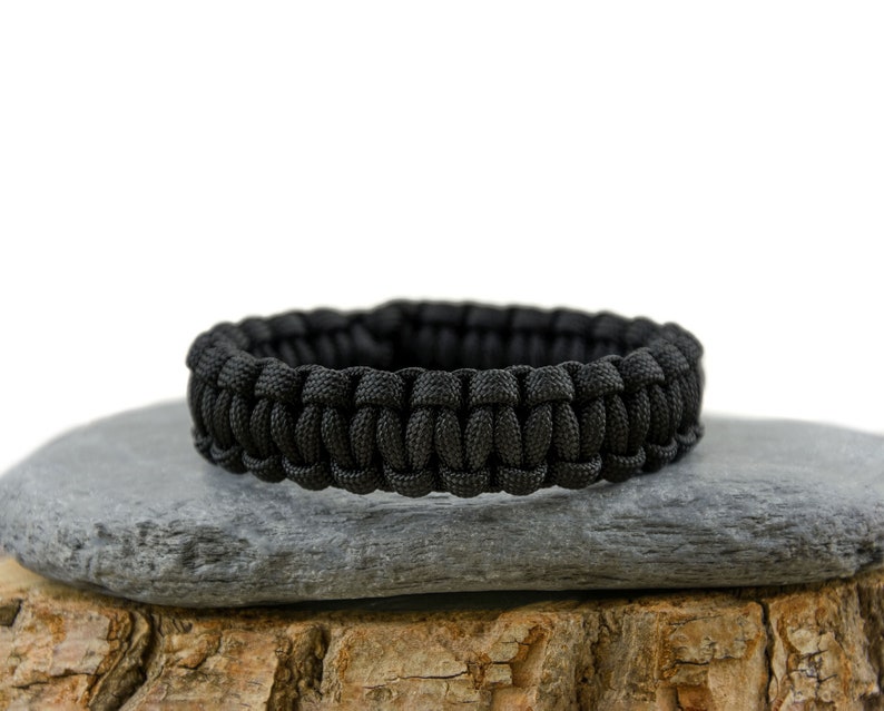 Mad Max Style Adjustable Paracord Survival Bracelet Black, Foliage Green or Gun Grey Black