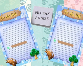 A5 Filofax printable To do list , animal crossing inpired, acnh, cute design, Instant Download!