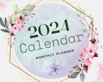 A4 Printable Calendar, 2024 planner, Filofax calendar , PDF, cute design ,Monthly calendar, Instant Download!