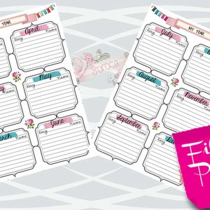 Filofax Pocket Size Printable Year on 2 Pages 2 Insert Pages - Etsy