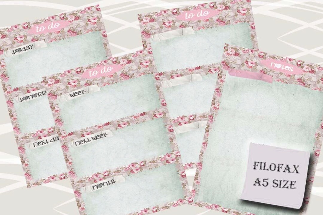 A5 Filofax Printable to Do List , 4 Insert Pages Cute Design, Instant ...