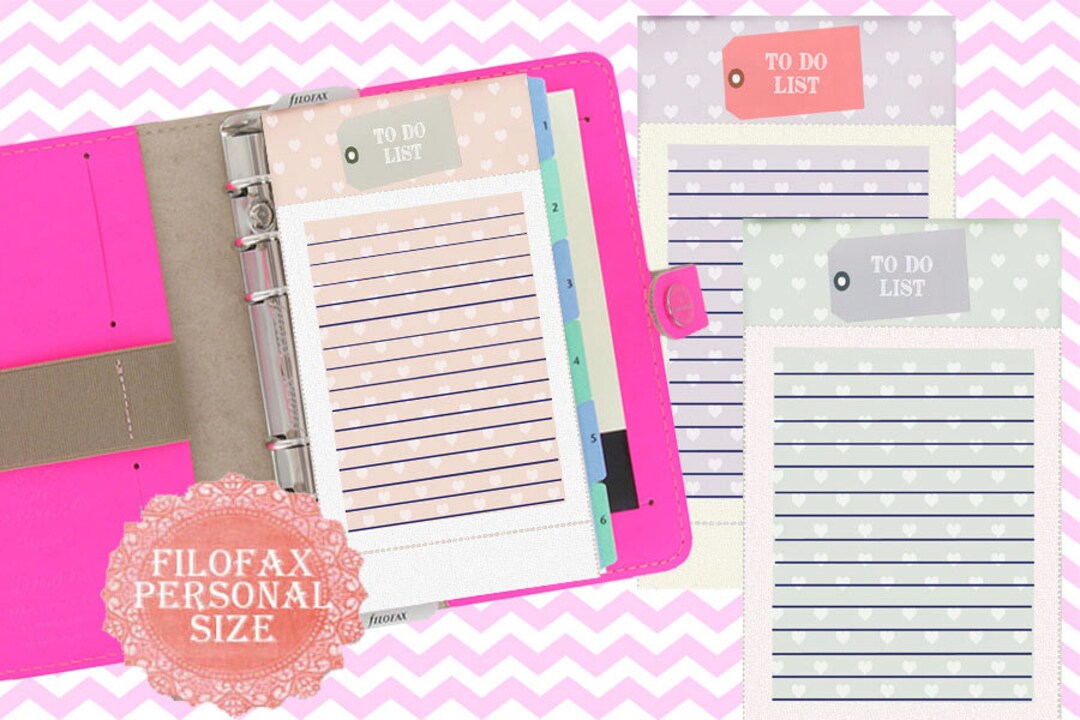 Filofax Personal Printable to Do List , Insert Pages Green Purple and ...
