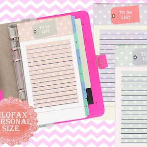 Filofax Personal Printable to Do List , Insert Pages Green Purple and ...