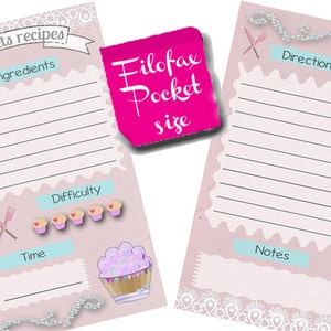 Filofax Pocket Recipe Pages ,insert Planner Pages,sweets Recipes, Cute ...