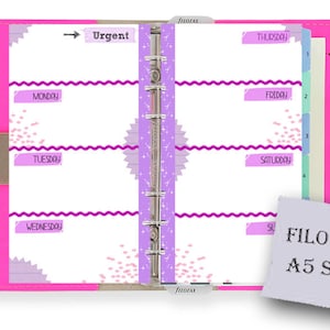 Filofax A5 Printable Week in 2 Pages, Kit 4 Colors, Filofax Inserts ...