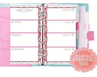 Filofax personal printable week in 2 pages, kit 6 colors, medium planner inserts, inserts refill ,12 planner pages, Instant Download, PDF!