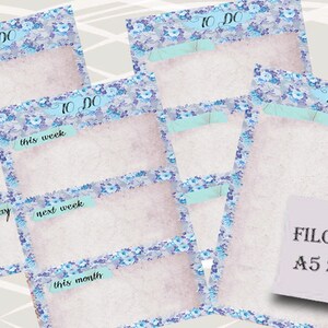 A5 Filofax Printable to Do List , 4 Insert Pages Cute Blue Design ...