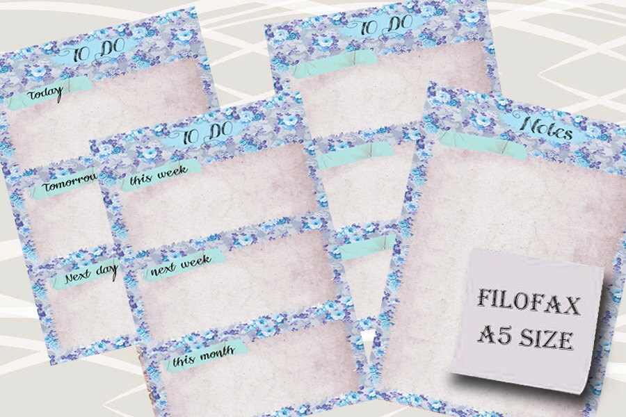 A5 Filofax Printable to Do List 4 Insert Pages Cute Blue - Etsy