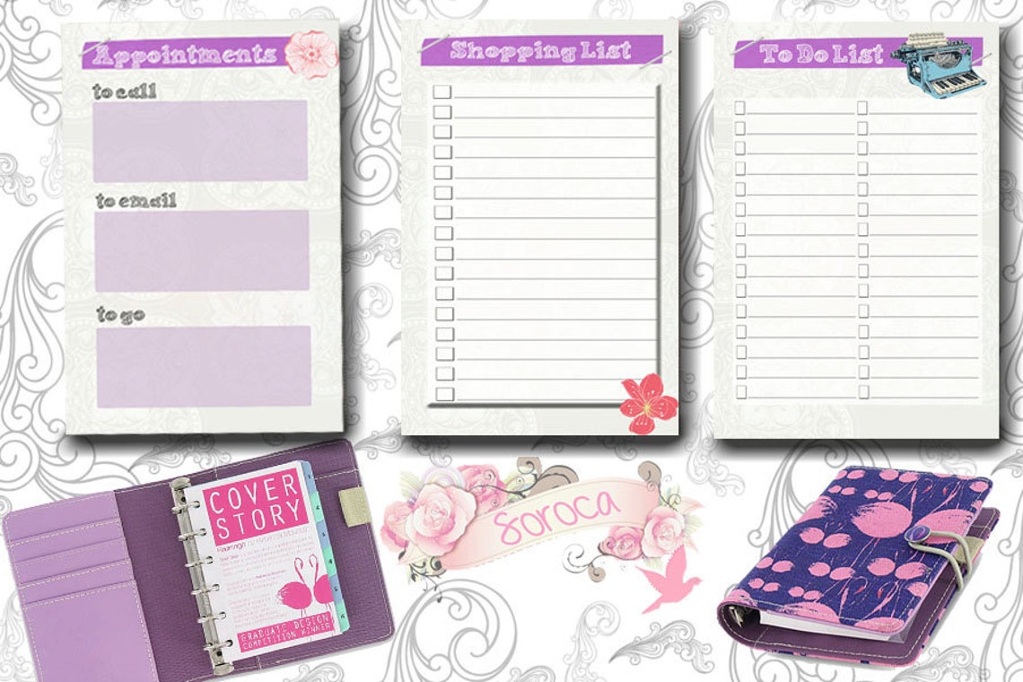 Filofax Pocket Printable Kit Purple, Home Management,6 Planner Pages ...