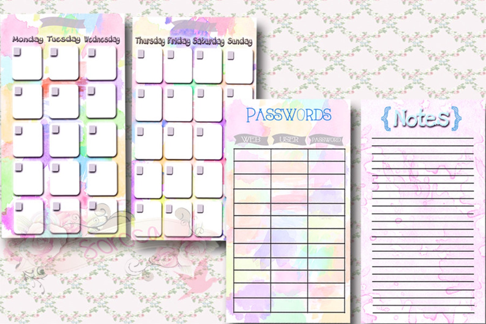 Personal Filofax printable 2 page monthly calendar | Etsy