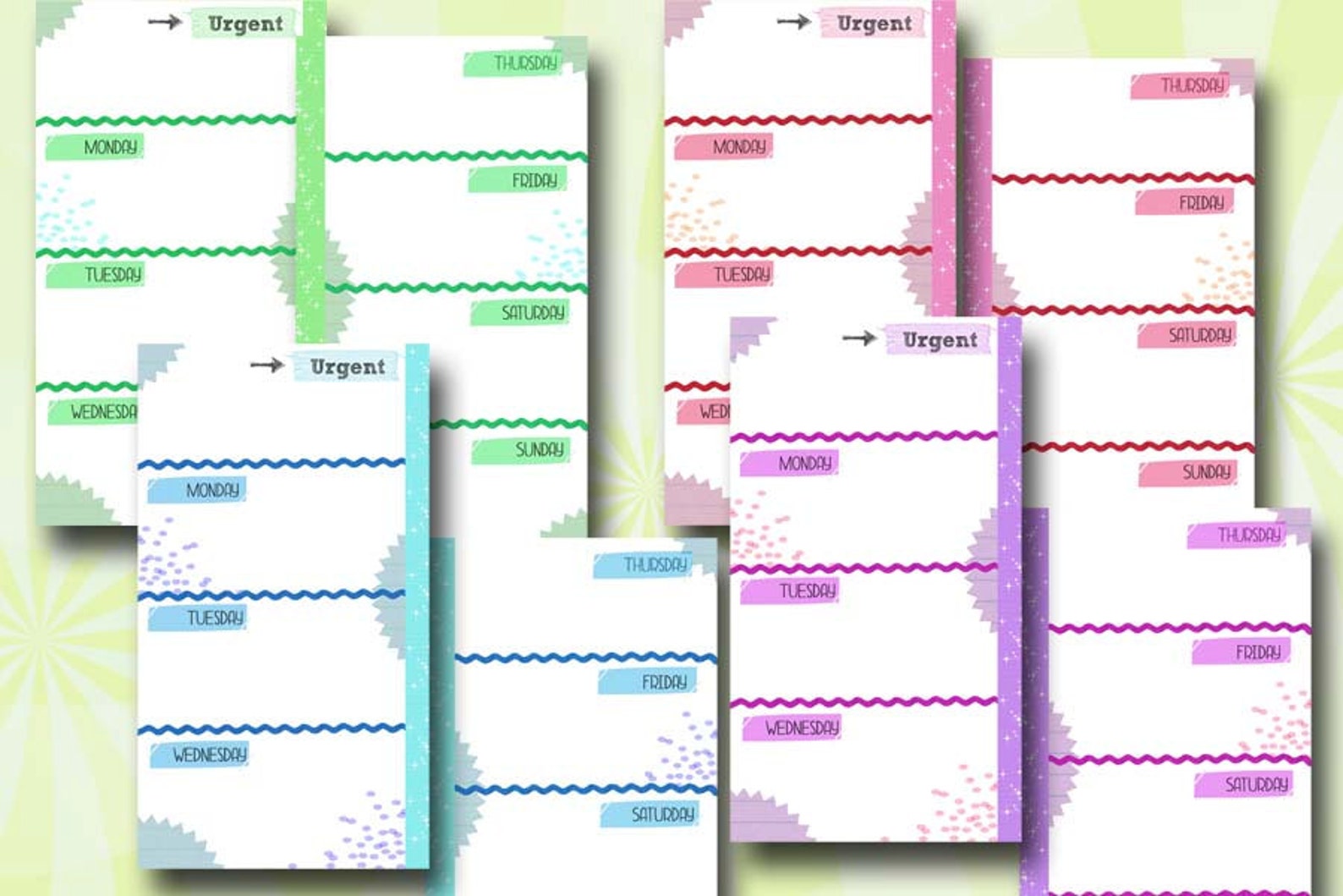 Filofax A5 Printable Week in 2 Pages Kit 4 Colors Filofax - Etsy