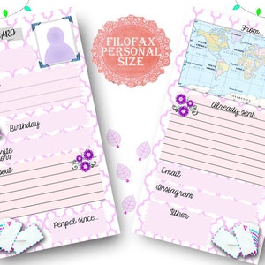 Imprimible paginas lista de amigos por carta para Filofax personal pack de 2 ! Descarga inmediata!