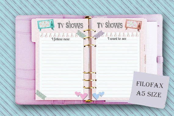 Filofax A5 TV Show Tracker Inserts (Digital Download)