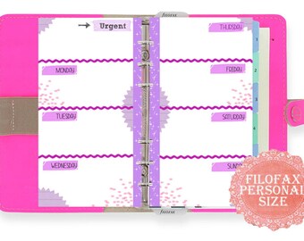 Filofax パーソナルインサート、週間プランナー（印刷可能）、4色（PDF）