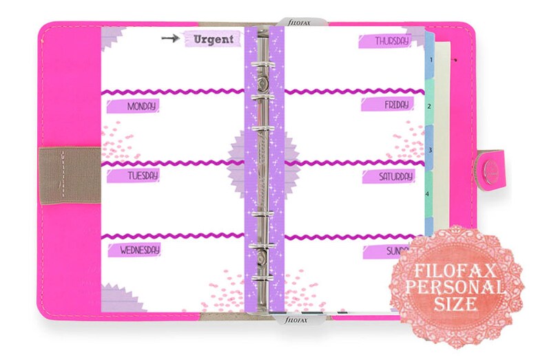 Filofax Personal Printable Week in 2 Pages, Kit 4colors, Filofax ...