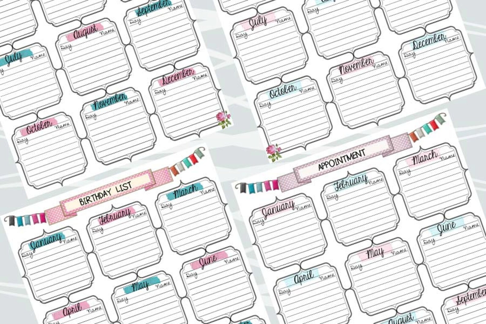 Filofax Personal Size, Printable Birthday Appointment List, 2 Insert ...