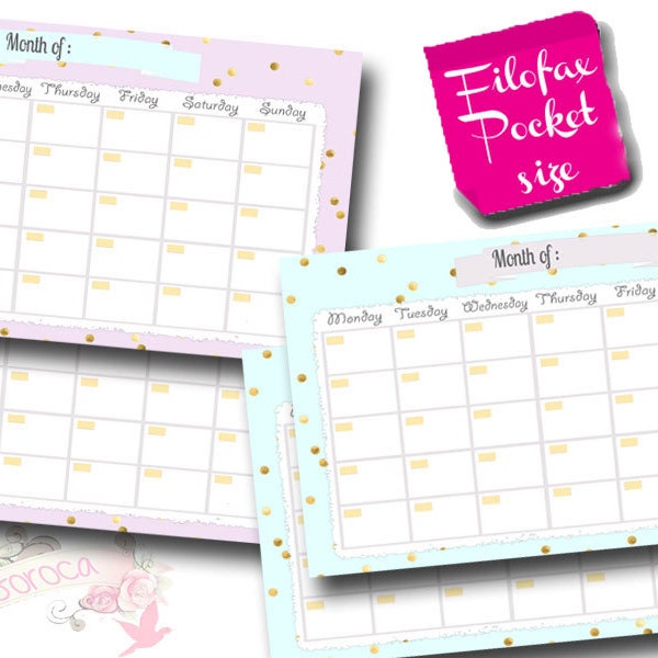 Imprimible calendario perpetuo,  tamaño filofax pocket , descarga inmediata!