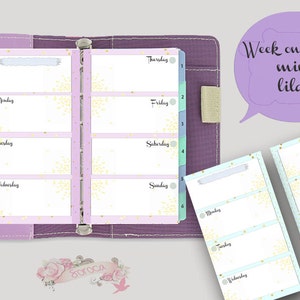 Filofax Personal Printable Week in 2 Pages, Kit 2 Colors,mint and Lilac ...